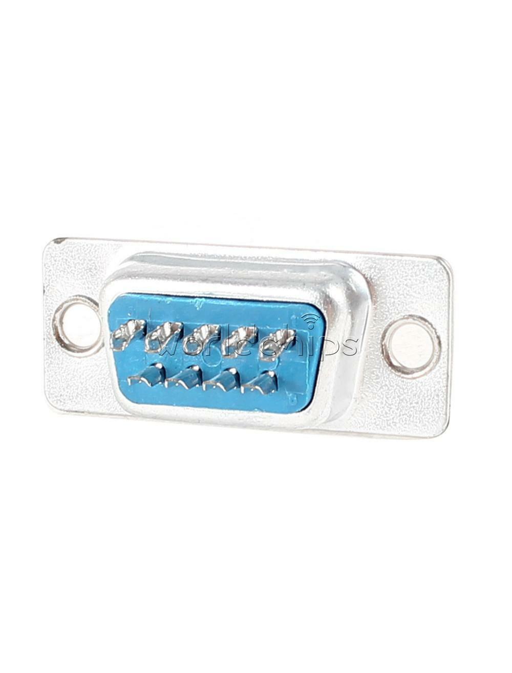 10PCS RS232 DB9 9-Pin 2 Rows Male Plug Socket  Solder Type Connector Adapter