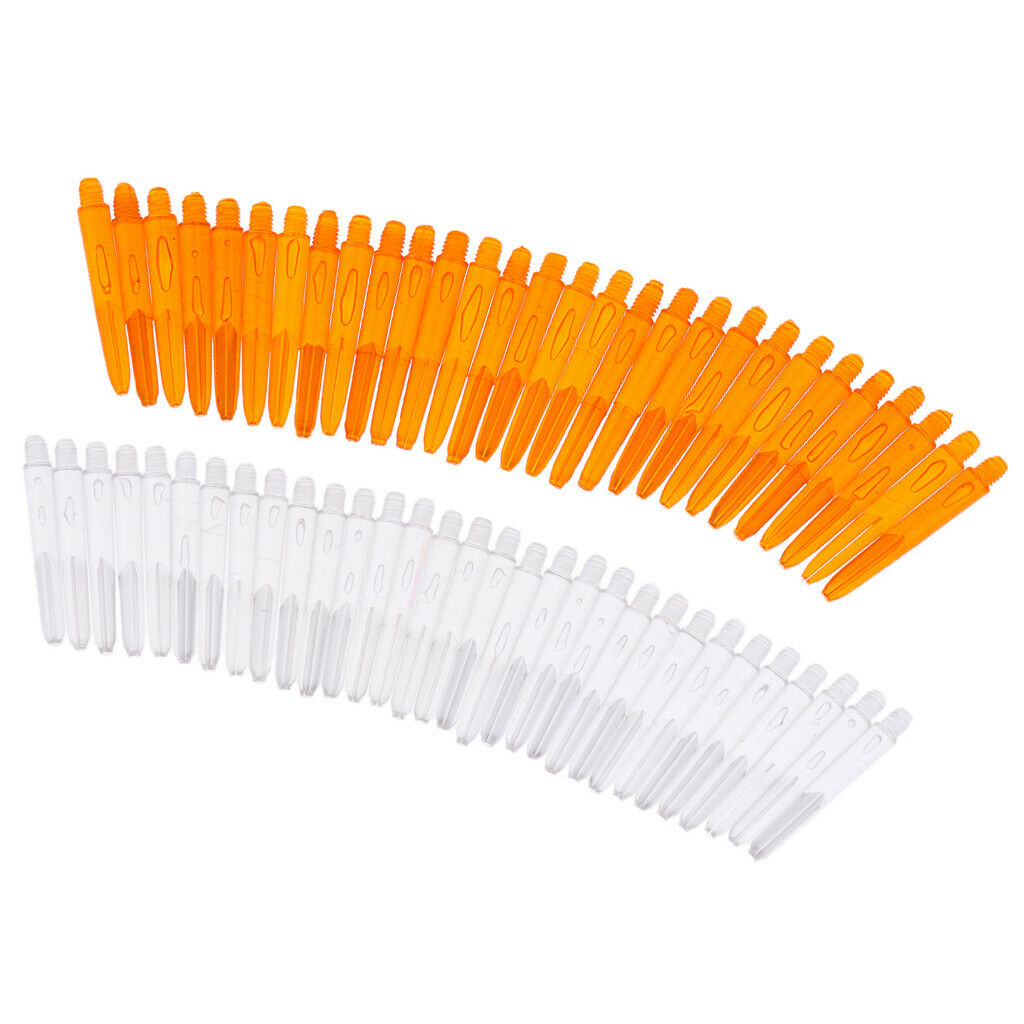 60 Pcs 35mm 2BA Thread Plastic Stems Soft Tip Darts Clear & Orange