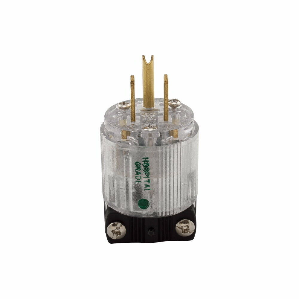 1pcs - COOPER 6266HGC 15A 125V NEMA 5-15 Hospital Grad Angle Plug 2P-3W