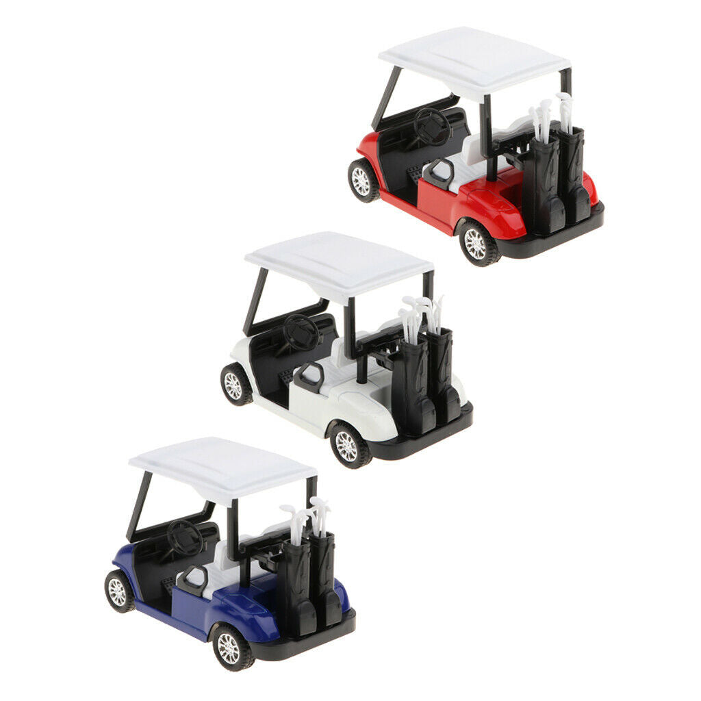 3pcs/set Alloy Pull Back Golf Cart Assorted Colors (Red, Blue and White)