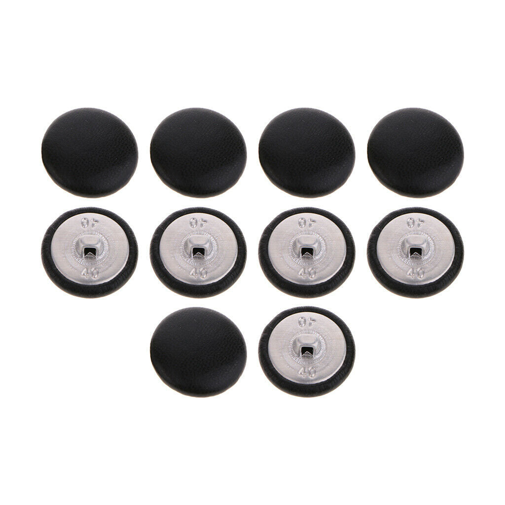 10 Pieces Artificial Leather  Button Set - Black- for , Suits, Sport