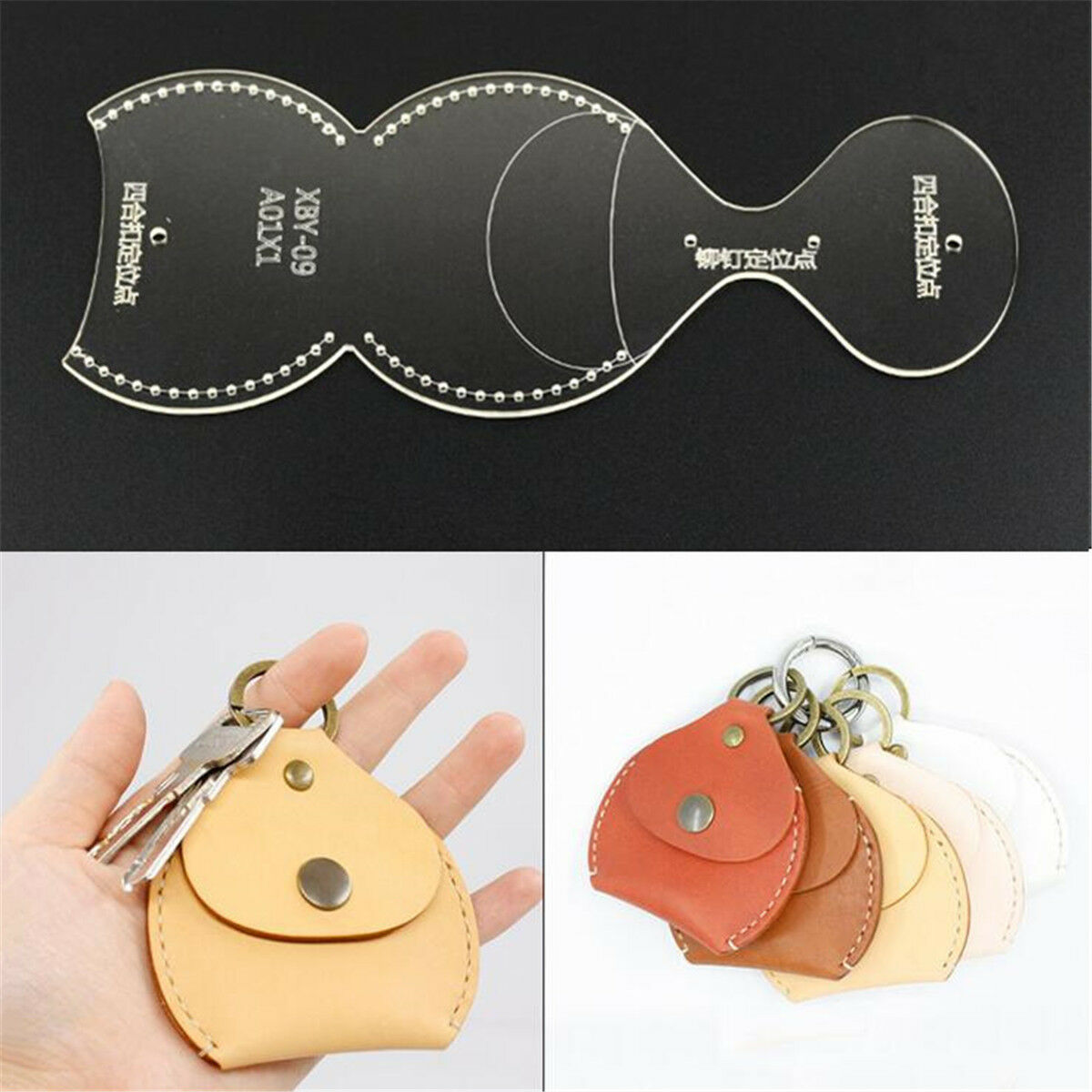 Clear DIY Leather Craft Acrylic Perspex Coin Purse Pattern Stencil Template Tool