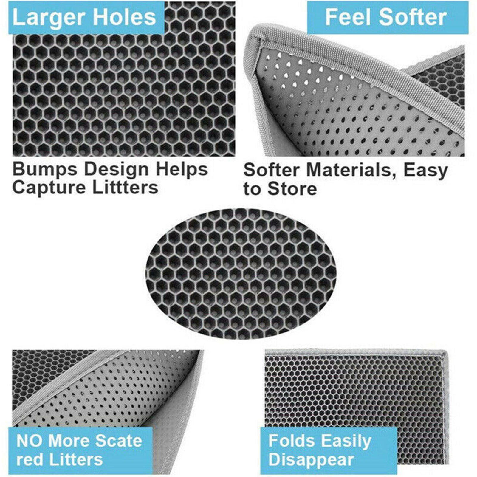 Double-Layer Cat Litter Mat Trapper Foldable Pad Pet Rug EVA Foam Rubber