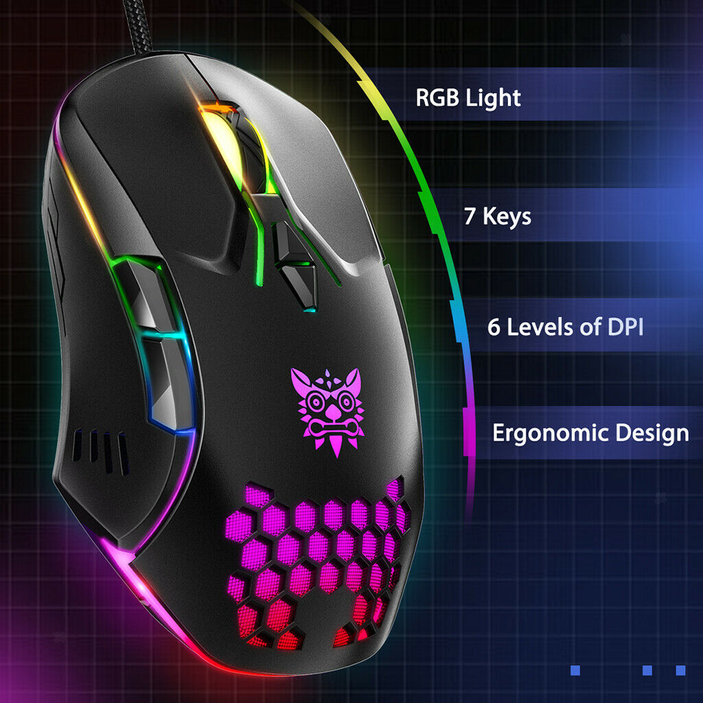 7 Color Backlit Wired Optical USB Gaming Mouse For PC Laptop Computer