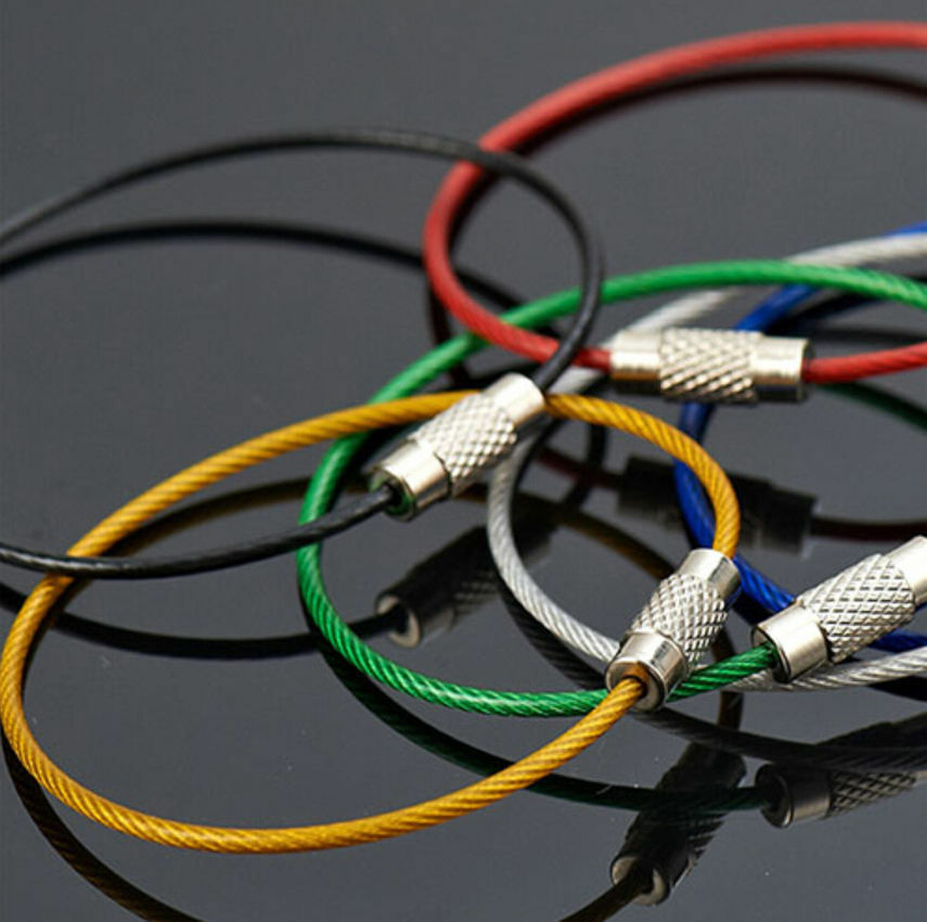 5PCS Stainless Steels Wire Keychain Cable Key Ring Chain Outdoor Hiking Style