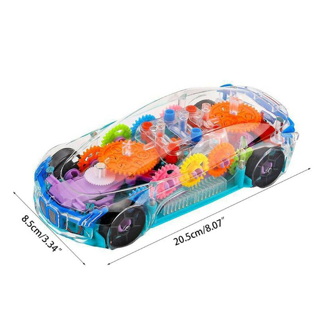 Durable Transparent Mechanical Gear Race Car Toys for Boys Girls Xmas Gifts