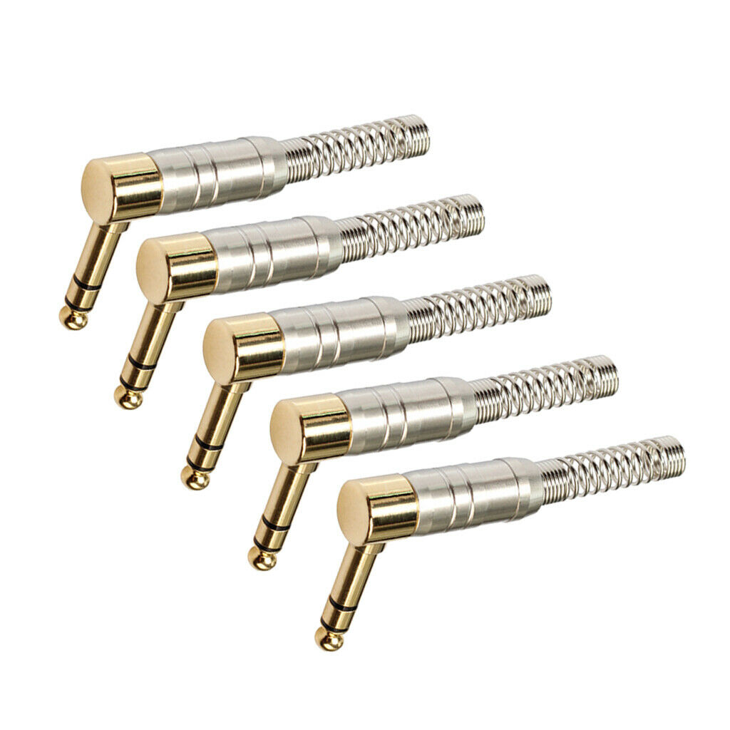 5pcs 6.35mm   Plugs Aux Male Plugs Right Angle, for Electric Guitar Speaker