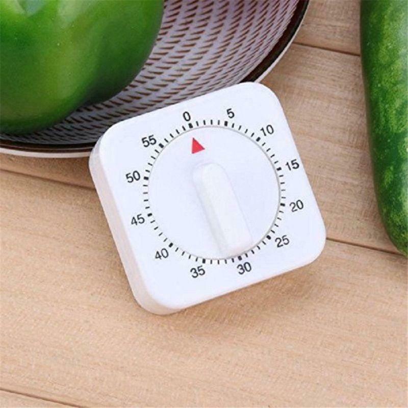 Square 60 Minute Mechanical Kitchen Cooking Timer Alarm Food Preparation Baking