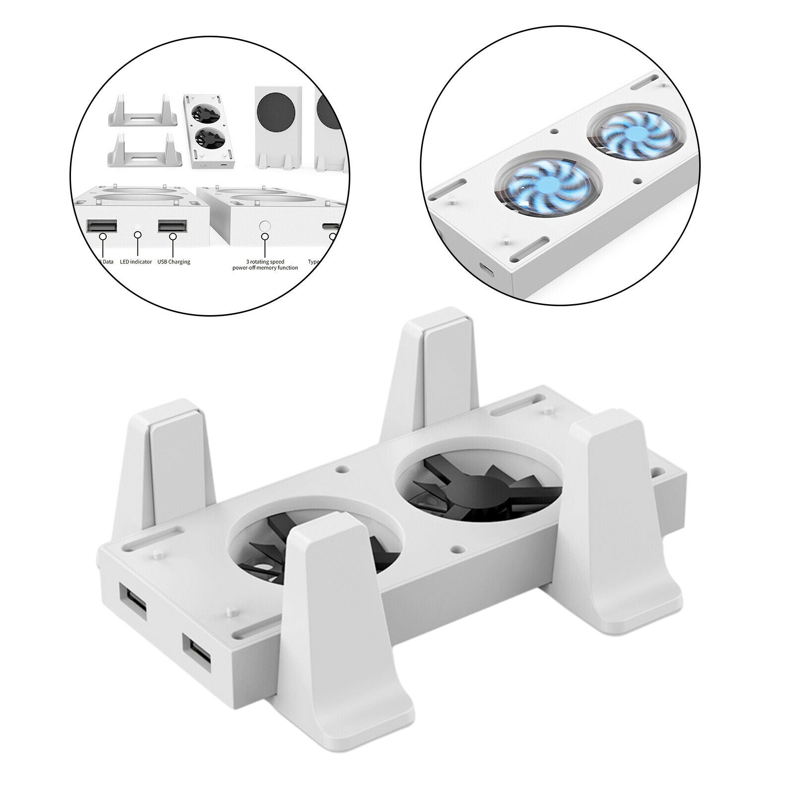 Vertical Stand for Xbox Series S Console 2 Cooling Fans Adjustable Cooler