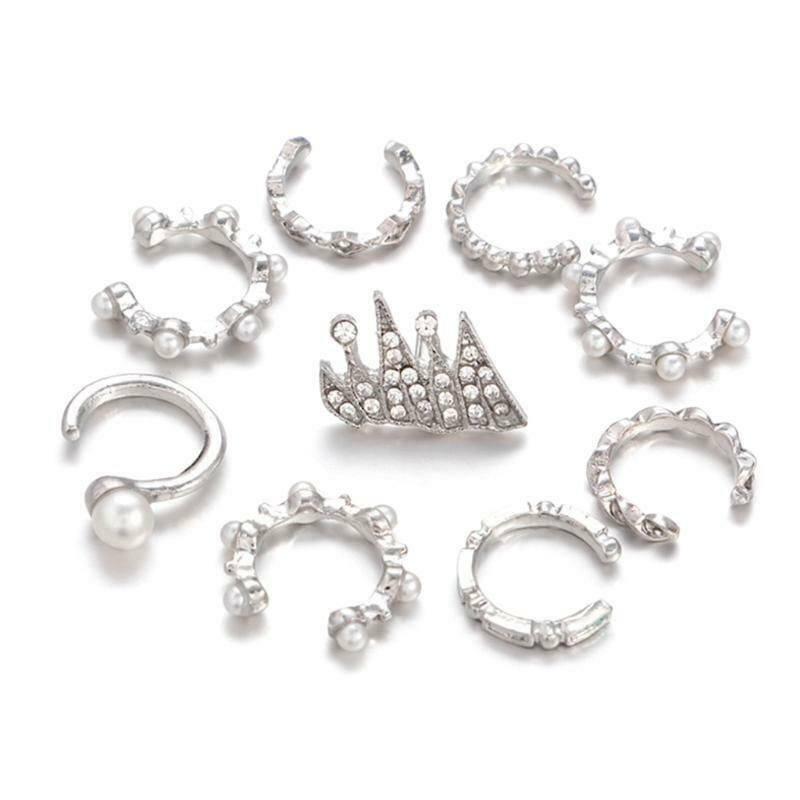 9Pcs Ear Clips Bohemia Ear Cuffs Earrings Non-pierced Ears Fashion Women Girl