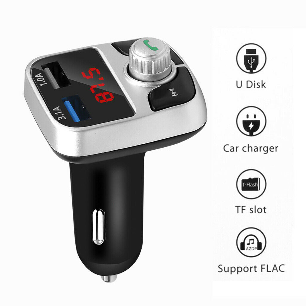 Bluetooth 5.0 Wireless Car FM Transmitter LCD MP3 Player USB Charger Car Kit