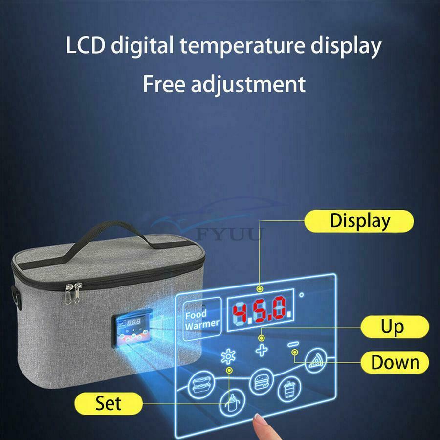 11.81''×5.91''×6.30'' Waterproof 12V Foldable Lunch Box Food Heating Bag For Car