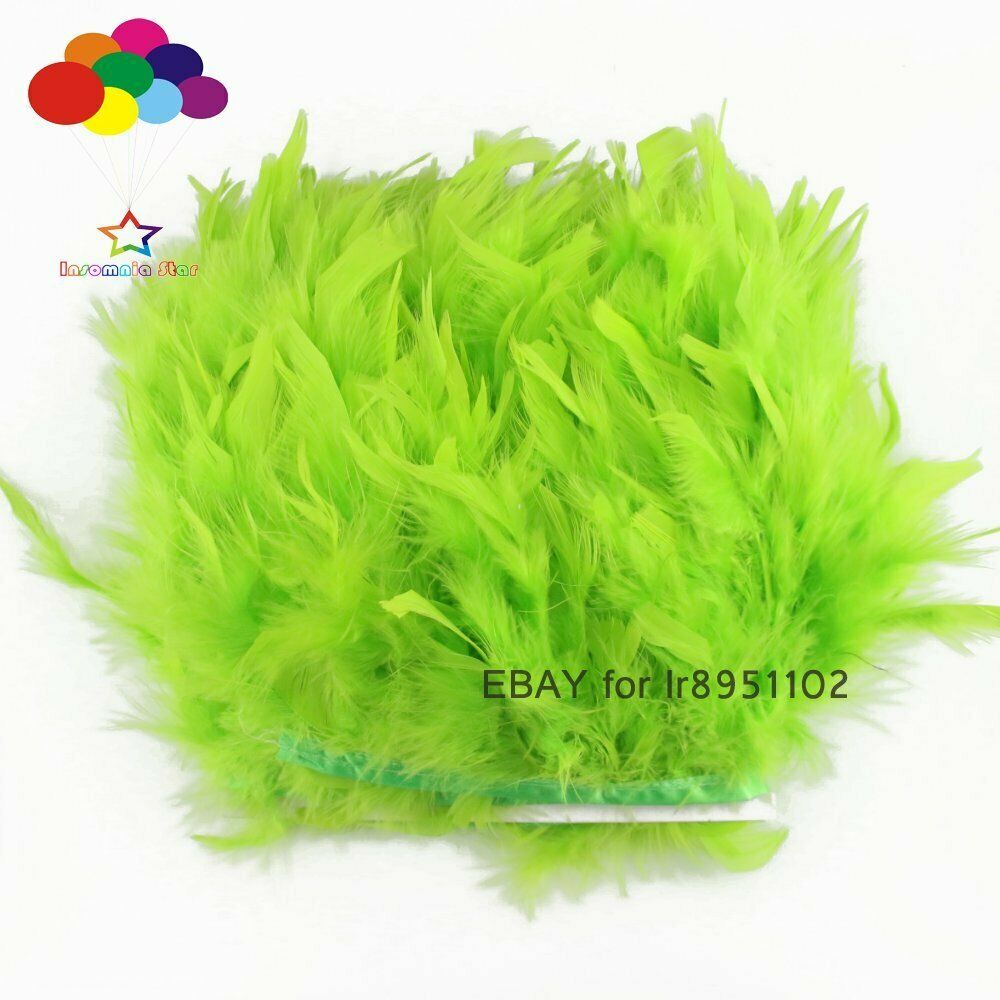 2 Meter Dyed fruit green Turkey feather fringe trim 6-8inches chandelle marabou