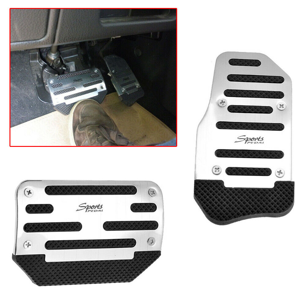 2pcs Aluminum Non-Slip Automatic Car Brake Accelerator Pedal Pad Cover Universal