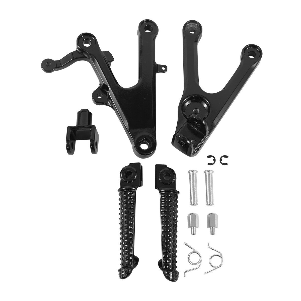 Black Front Footrest Foot Pegs Bracket Set Fit For Yamaha YZF R6 2003-2005 2004