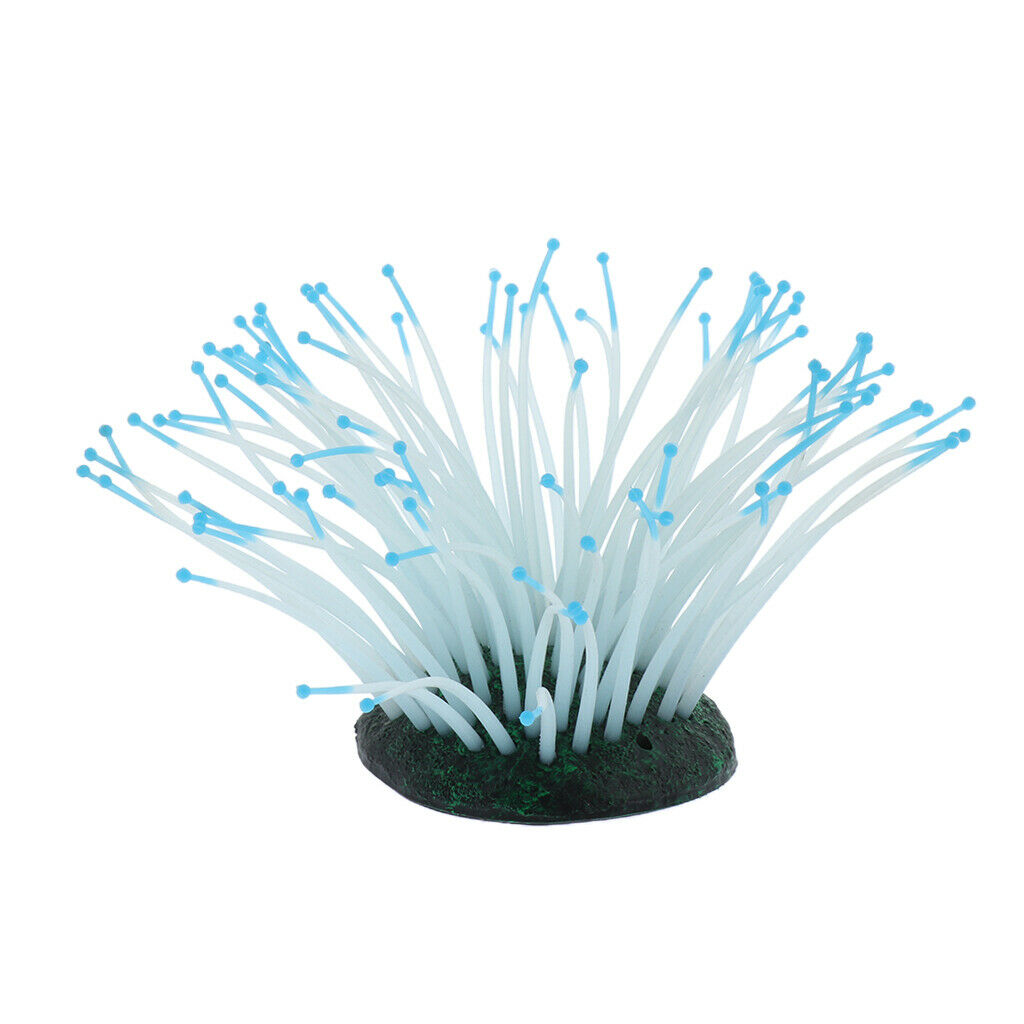 1 Pc Glowing Silicone Aquarium Landscape Artificial Sea Anemone Coral Blue