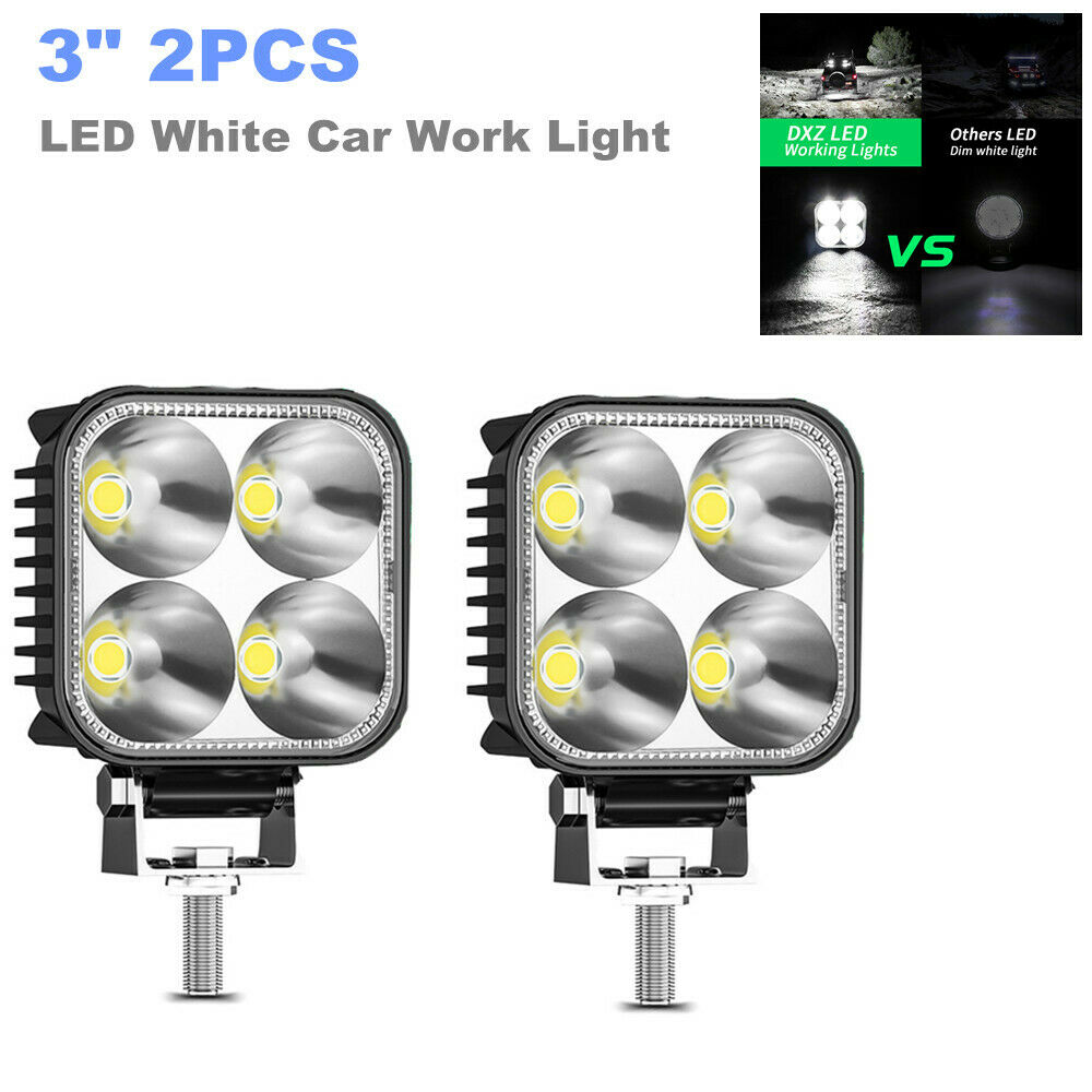 2PCS 3" Car SUV Work Lights 4 LED Spot Flood Lamp Bar Reverse 12W LED DC12V-60V