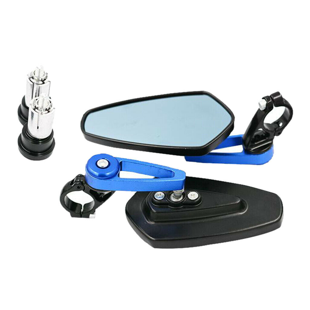 Blue Motorcycle Rear View Mirrors Anti-glared Lenses Adjustable with Screws