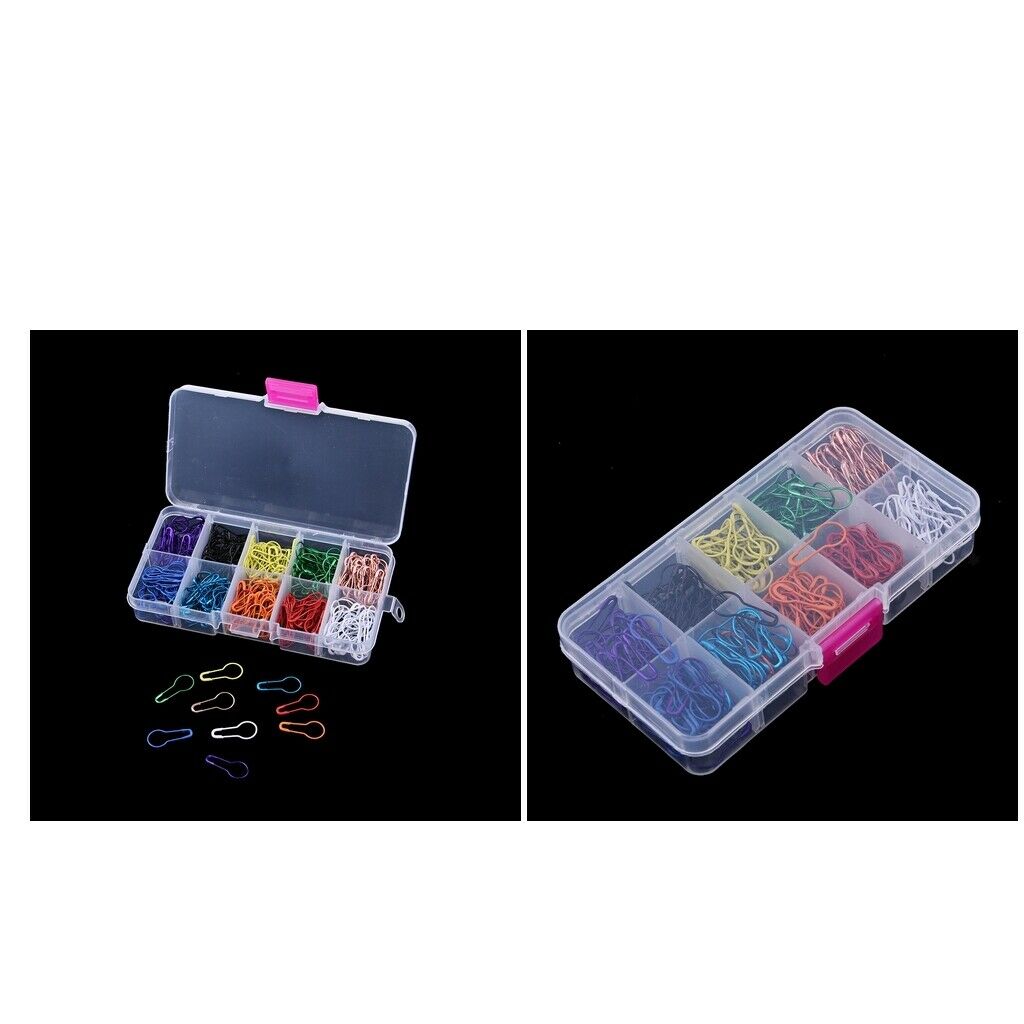 300x Mixed Color Bulb Pins Gourd Safety Pins Metal Calabash Pins Storage Box