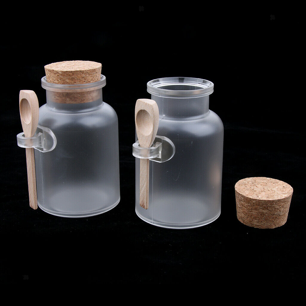 8Pcs/set Round Plastic Clear Bottle with Corks Bath Salt Vials Jar Container
