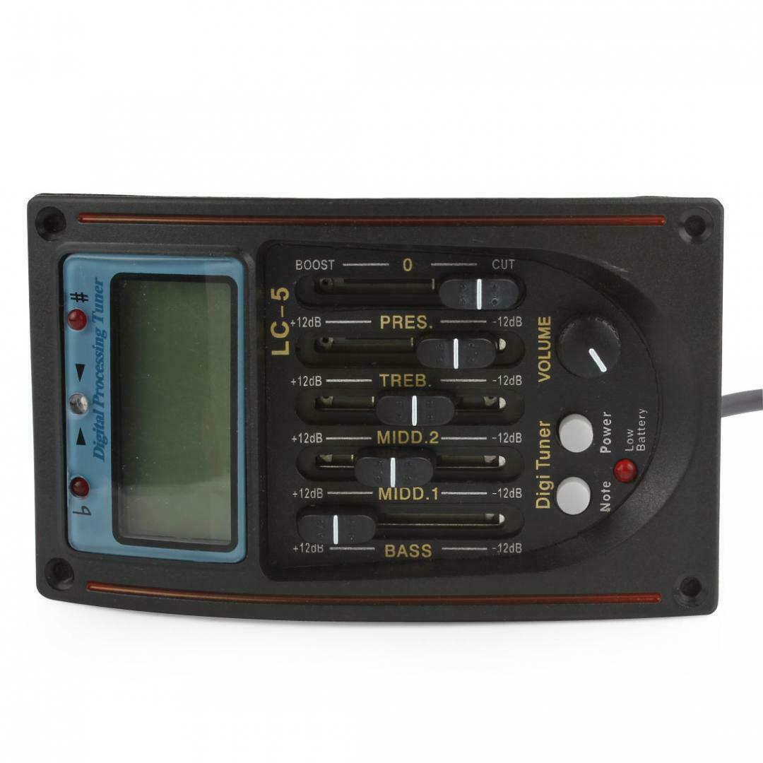 5 Band Guitar Equalizer Acoustic Preamp EQ Piezo Pickup Amplifier Tuner LCD Mic