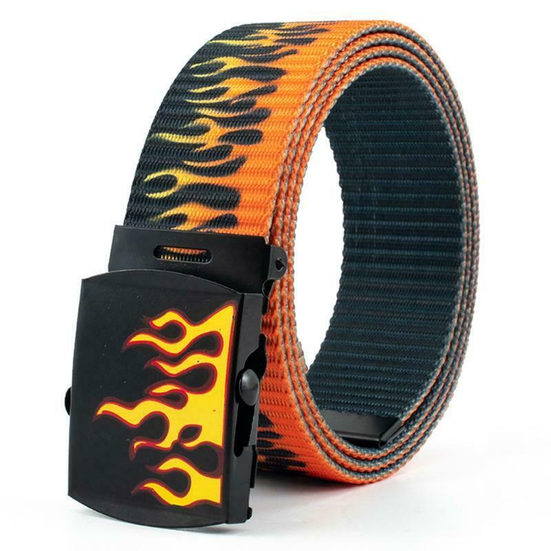 Korean Style Unisex Flame Grain Waistband 130cm Length Adjustable Canvas Belt