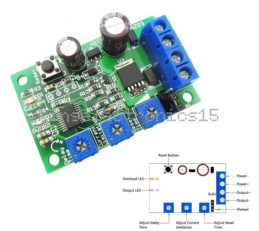 10A 6V 12V 24V  PWM DC Motor Over Current Load Protection Switch Module Governor
