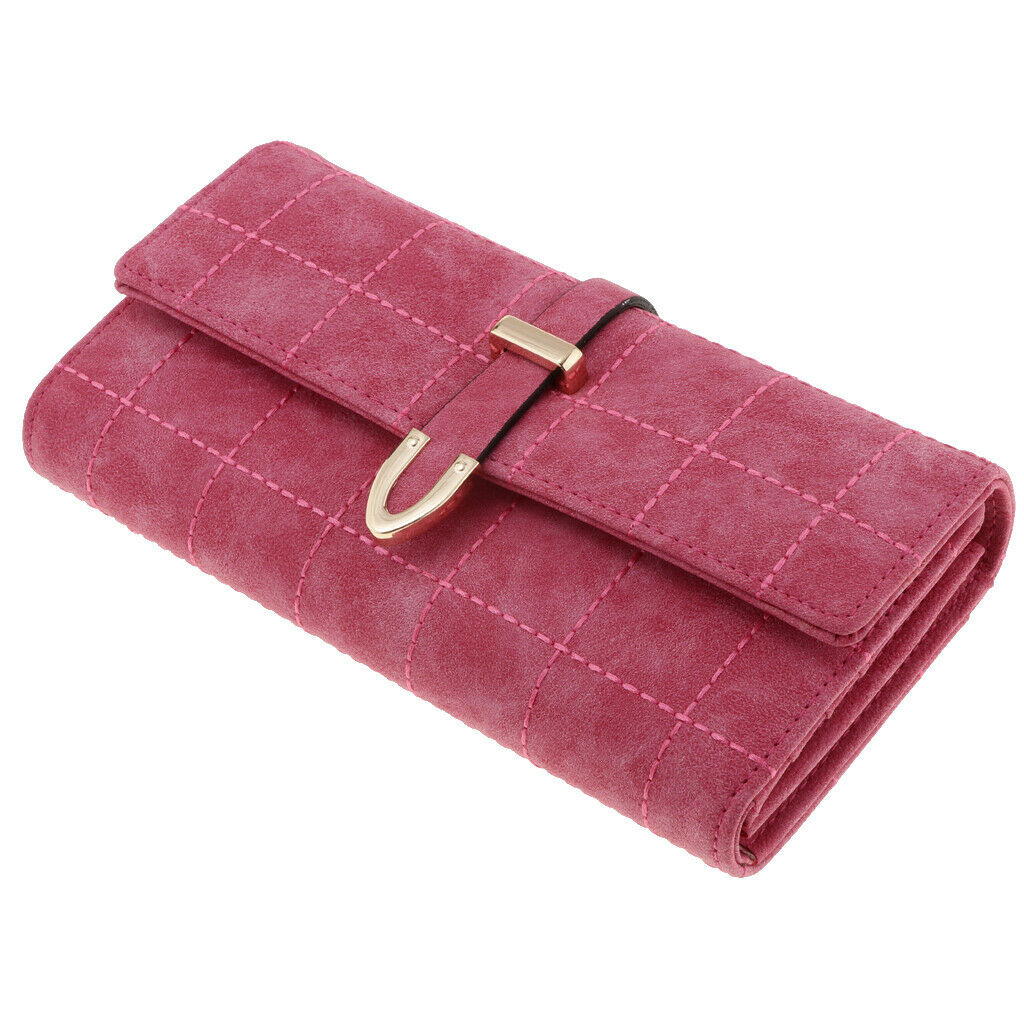 Trible Fold Clutch Arrowheads Frosted Plaid Wallet Cards Organizer Rose Red