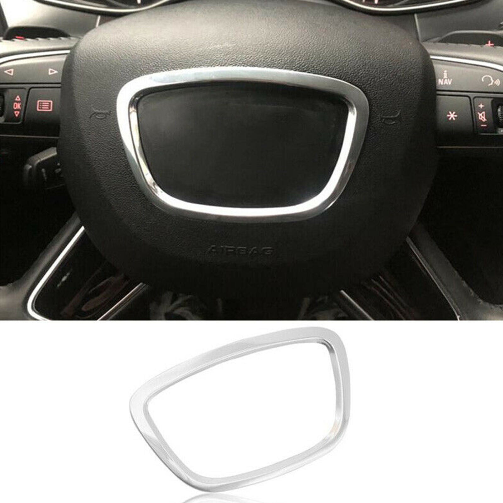 For Audi Q7 A8 Q5 13-17 Alloy Car Steering Wheel Center Frame trim Cover
