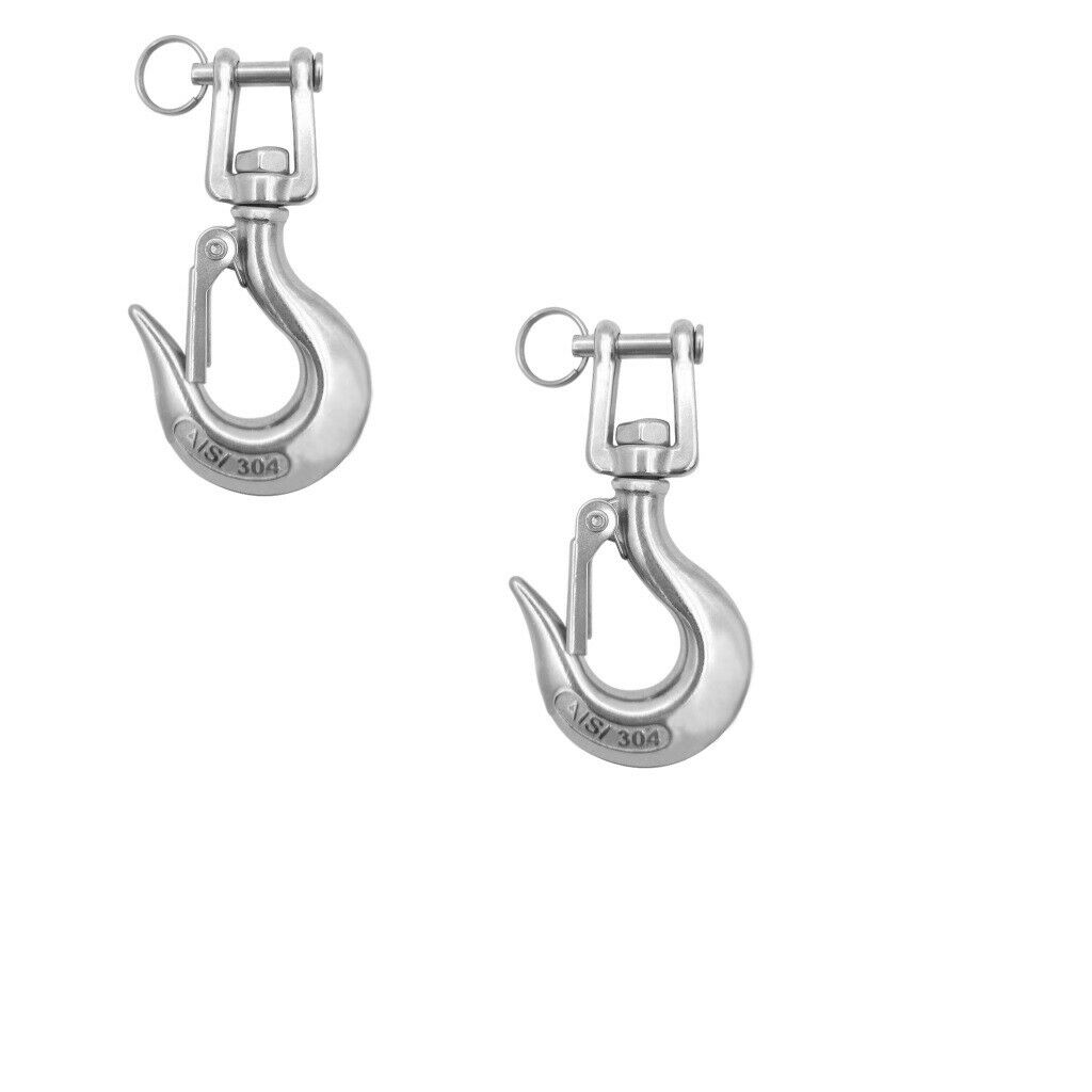 2x Marine Stainless Steel Rotary Spring Snap Hooks Boat Anchor Rigging Clip