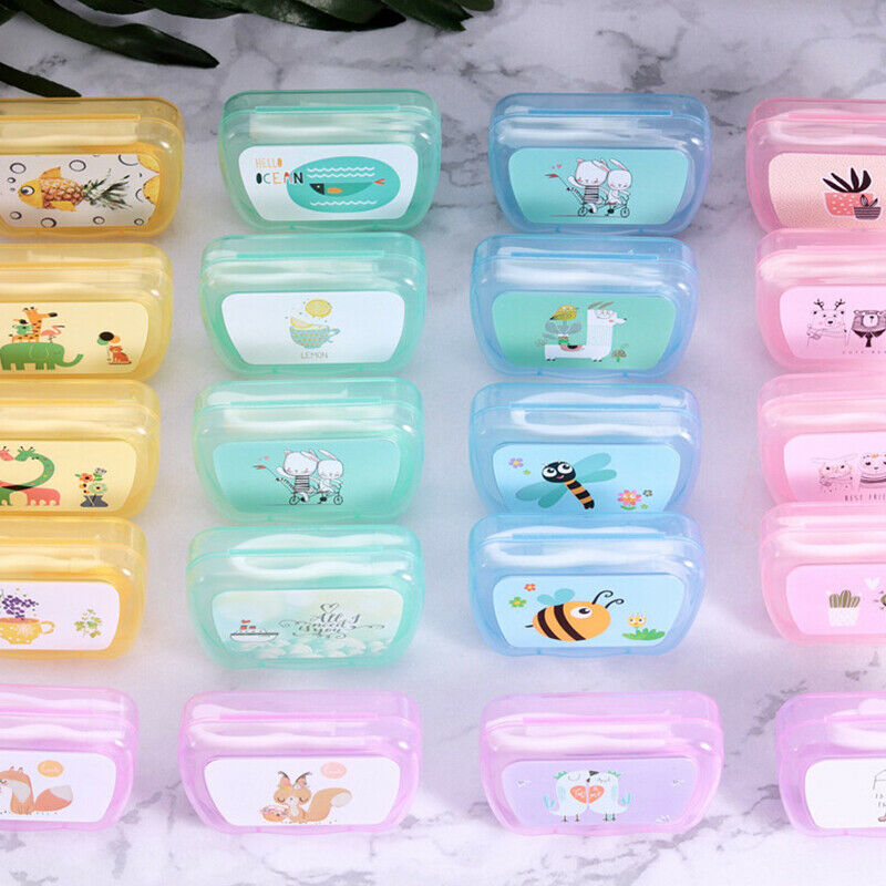 Cartoon Contact Lens Cases with Mirror Cute Contact Lens Box Square WomenBDAU