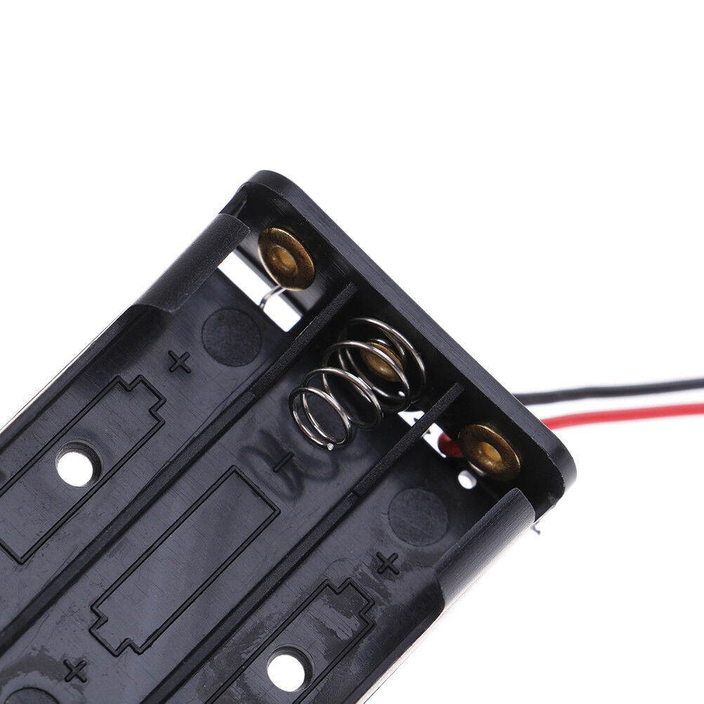 2 Pcs black plastic battery holder case wired for 3 x AAA 4.5v with lead .l8