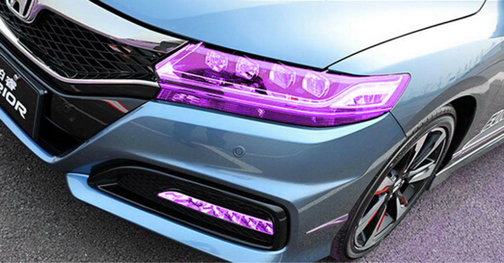 Fog Tail Headlight DRL Cover Film Purple Decorative Vinyl Wrap 12"*40" For Benz