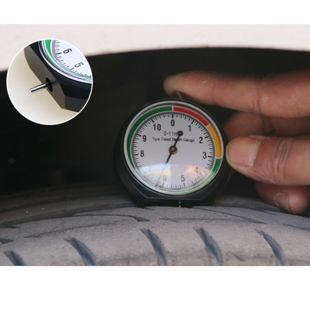 Stainless Steel 0-11mm Tyre Tread Depth Gauge Car Motorcycle Wheel Measure