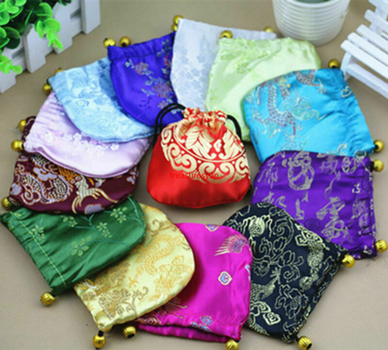 10PCS Chinese Handmade Mix Colors Silk Bag Coin Purse Gift Jewelry Bags Pouches