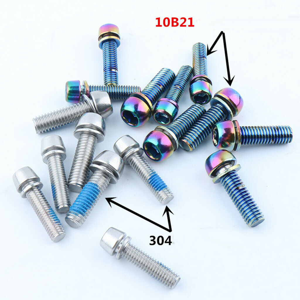 6 Pieces Bicycle Stem Bolts Ultralight Road Mountain Bike Screw 25x5.88mm