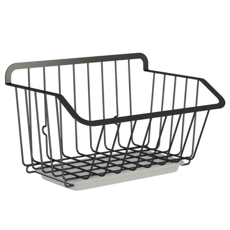 Kitchen Wall Hanging Storage Basket Fruit Vegetable Spice Rack with Drain Shelf