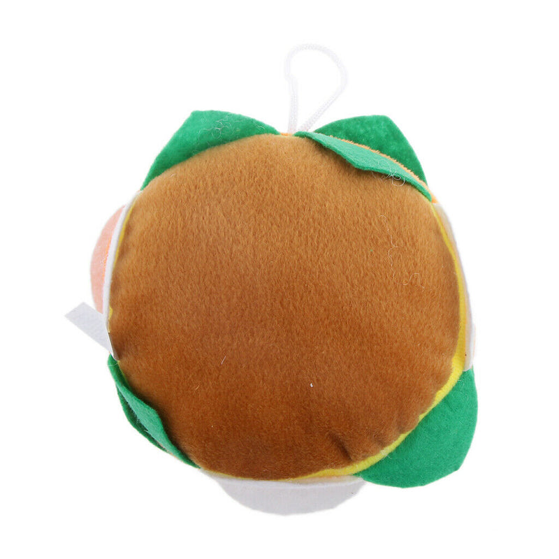 Pet Dog Puppy Cat Play Soft Plush Hamburger Shape Squeaky Sound Chew Toys