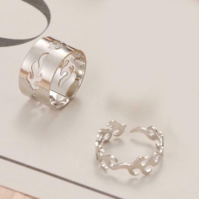 2 Pcs/Lot Women Men Lover Couple Rings Set Friendship Engagement Open Rings