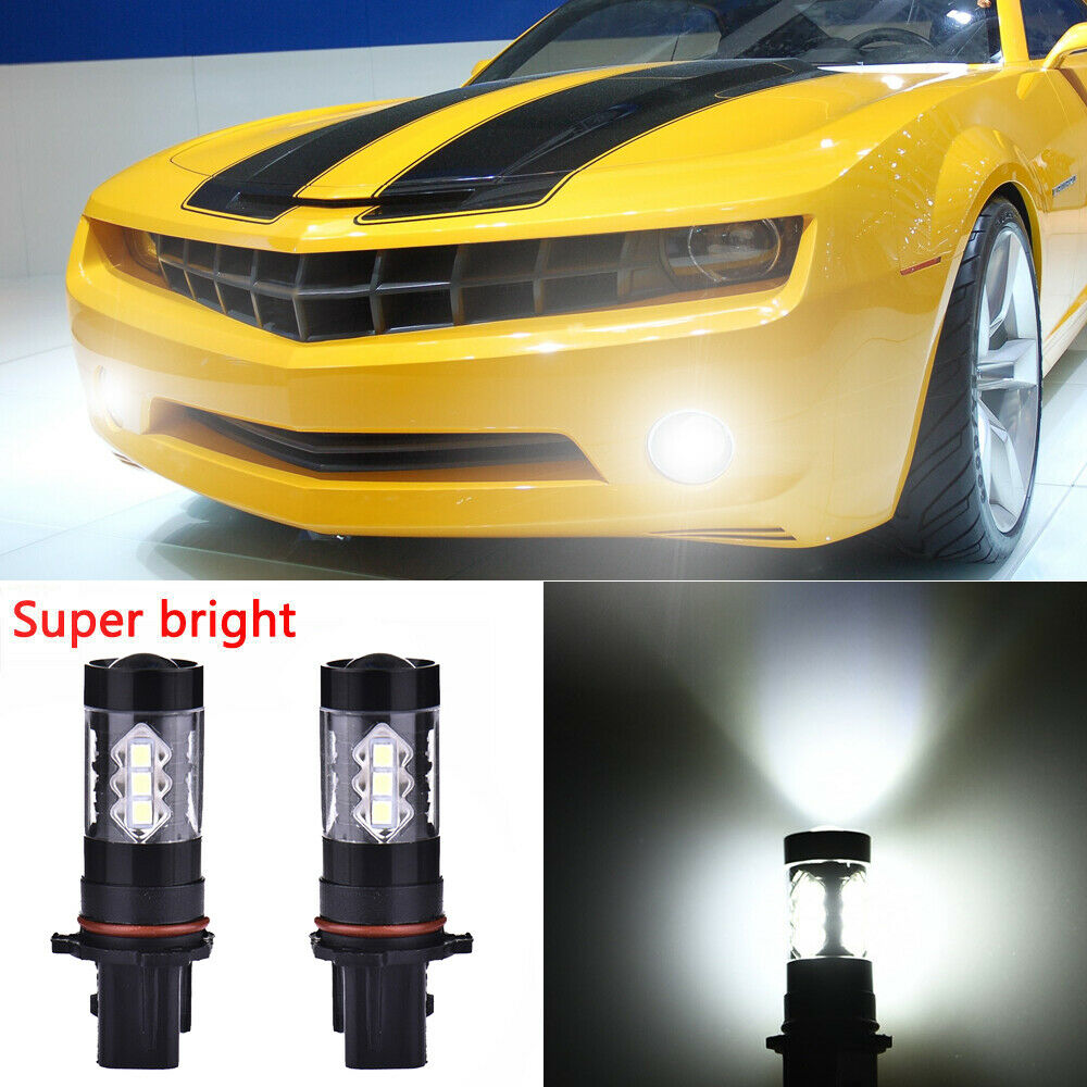 2pcs White P13W  LED Bulbs 80W DRL Fog Lights Fit Chevrolet Camaro 2011-2013
