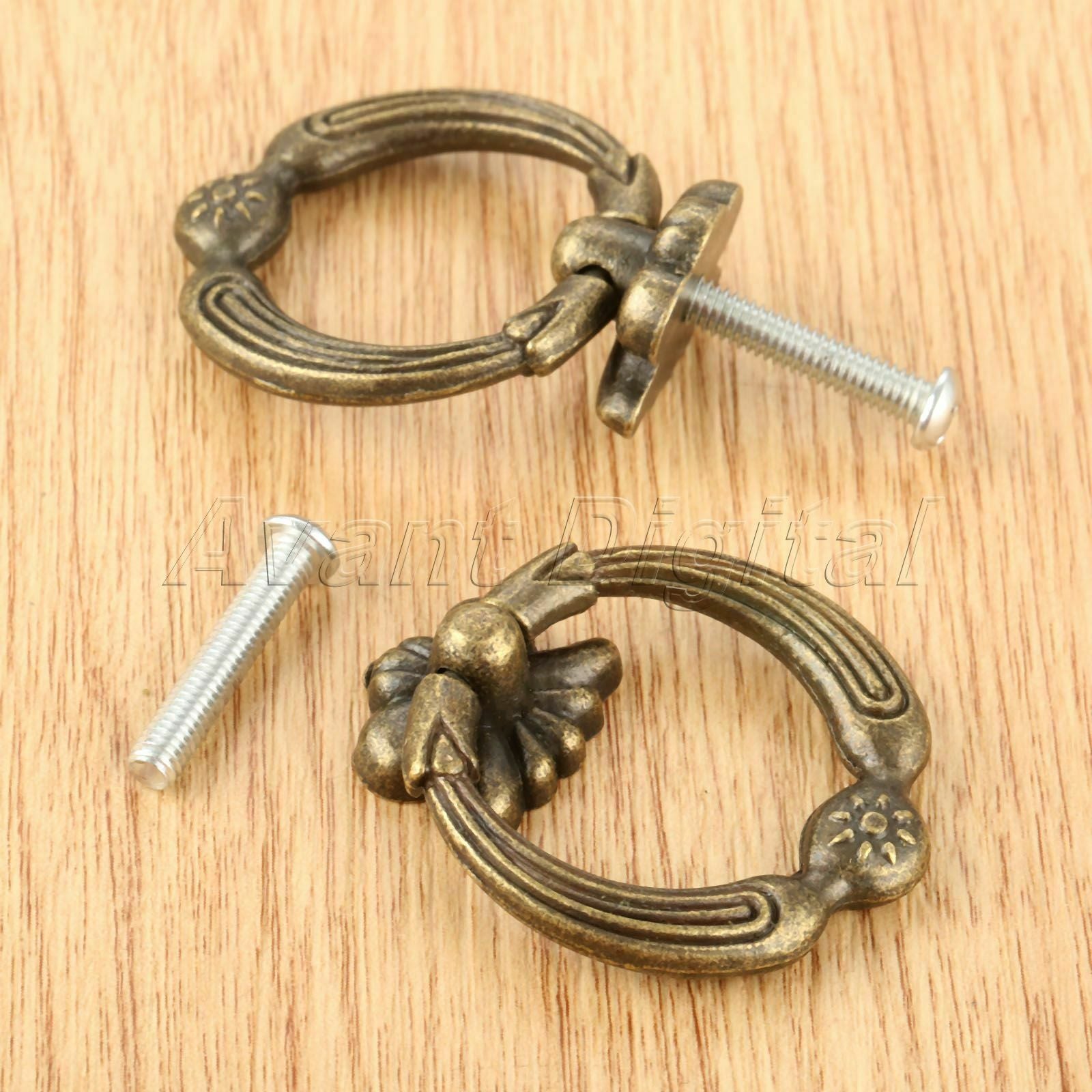 42*36mm Furniture Retro Cabinet Drawer Handles Knobs Jewelry Box Pulls Ring 2Pcs