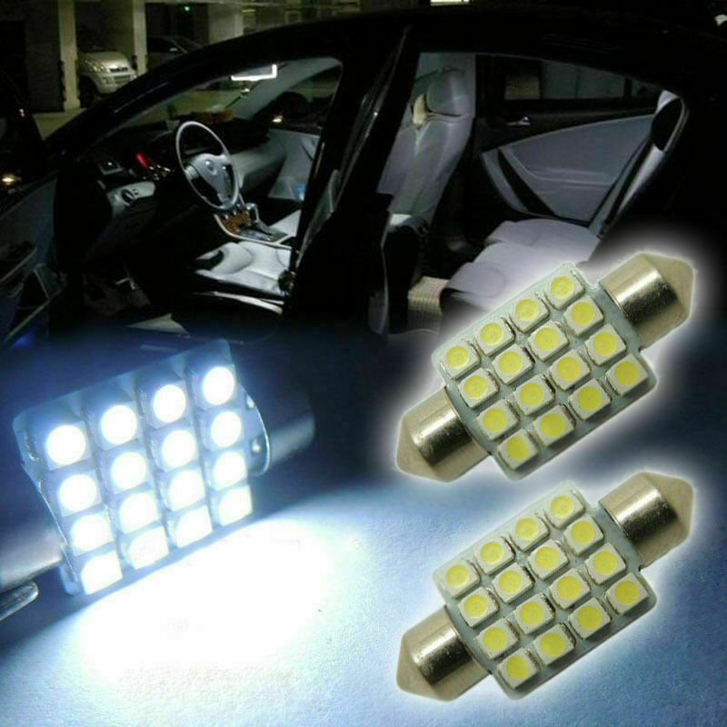 20Pcs White 16-SMD 1.50" 36mm 6418 C5W LED Bulbs For Car License Plate Light