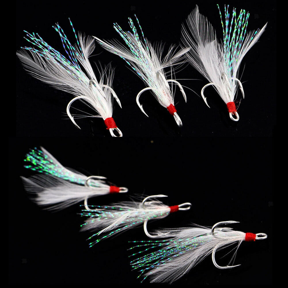 5 Pcs Kit Double Enhanced Carbon Steel Fishing Treble Hooks 4#