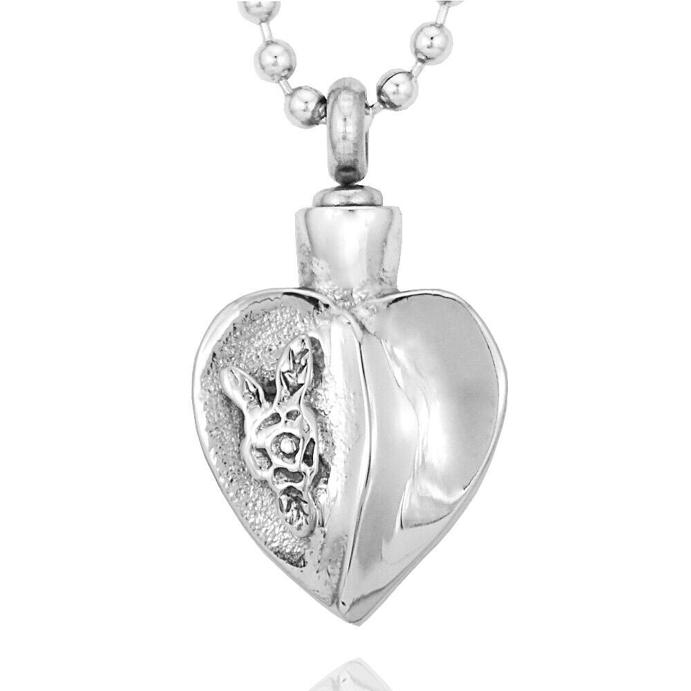 Stainless Steel Openable Heart Cremation Ash Holder Pendant Necklace Jewelry