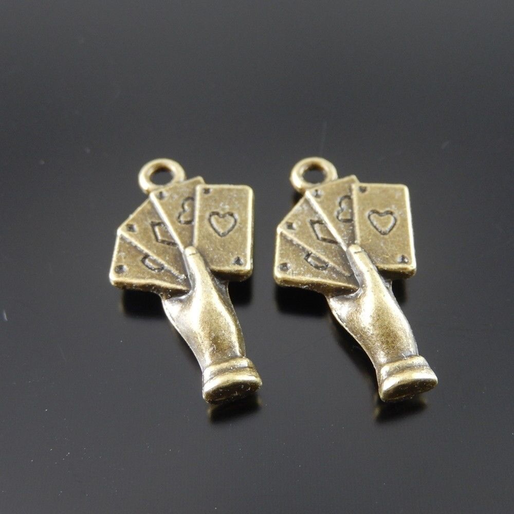 35 pcs Antiqued Bronze Playing Card Alloy Charm Pendant Poker Crafts 22*15*4mm
