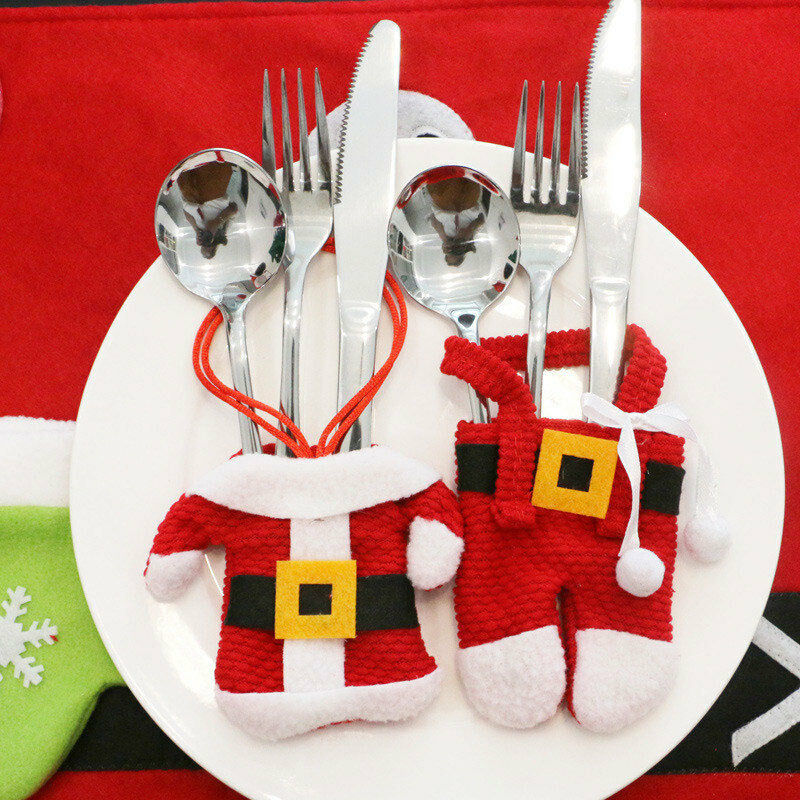 Batch 3 Cutlery Tray IN Costume Of Santa Claus for Table Decoration - New