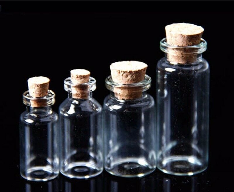 10pcs Empty Clear Glass Bottles 7ml Vials with Corks Sample Jars For Pendant DIY