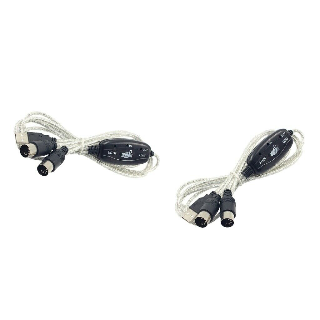2x USB IN-OUT MIDI Interface Cables