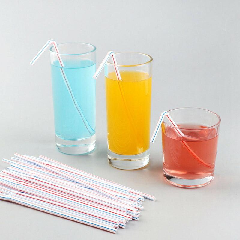 Disposable Drinking Straws Bendy Stripped Straws for Restaurant Barbecues