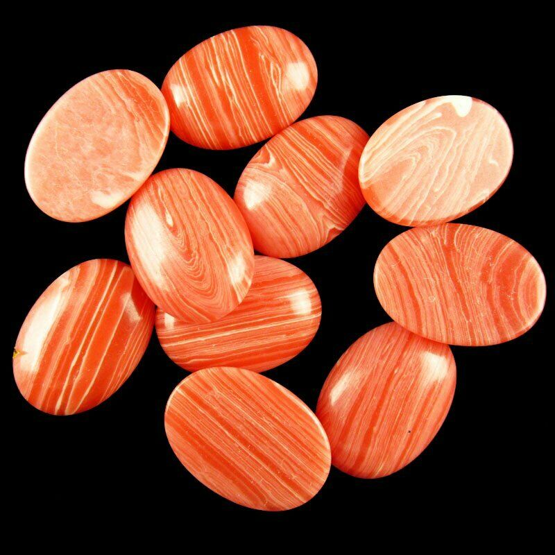 8Pcs 25x18x6mm Rhodochrosite Oval Cab Cabochon 25g A-240JM